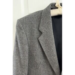 Christian Aujard Men's 40R Cashmere Blend Classic 2-Button Blazer Black Plaid